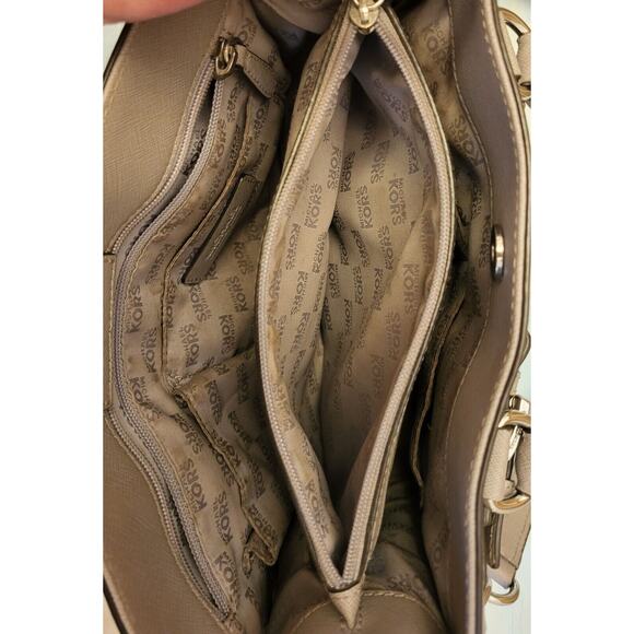 Michael Kors Hamilton Gray Leather Satchel Handbag Purse Silver Hardware - Picture 12 of 16